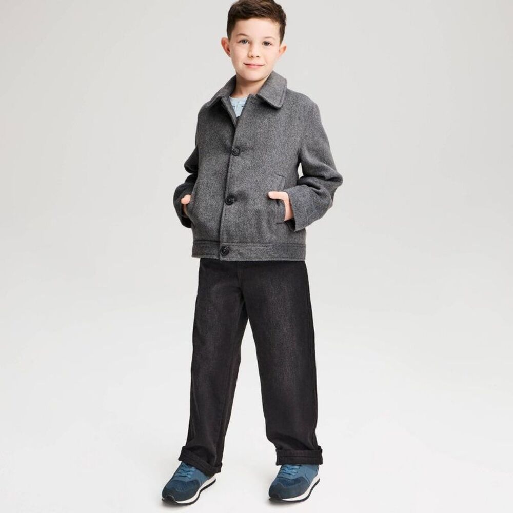 Boys' Faux Wool Overcoat - Cat & Jack Heather Gray XS